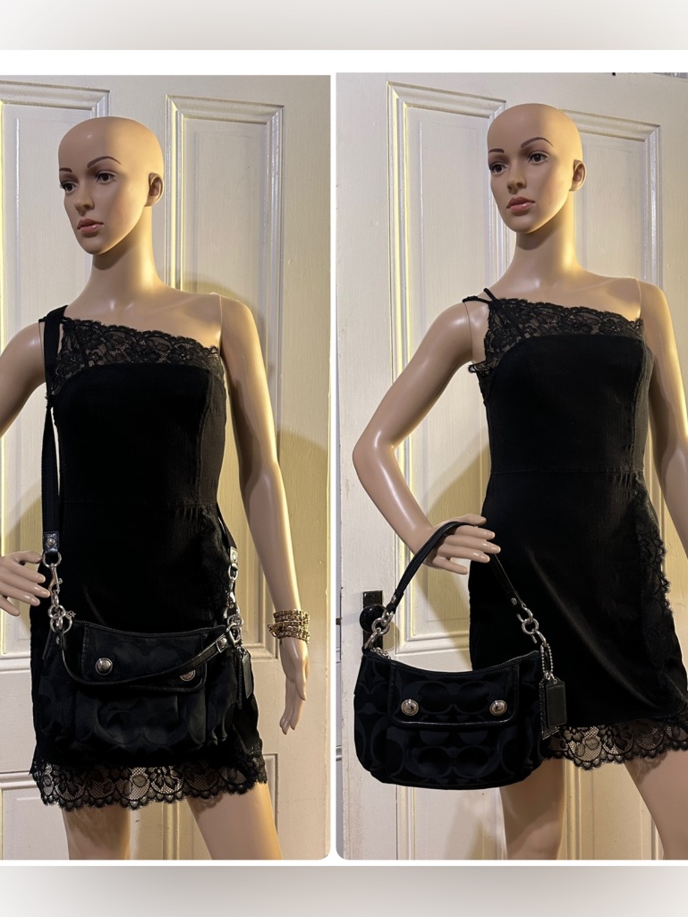 Coach Black Signature Canvas Shoulder Bag with Silver Hardware - Picture 11 of 15